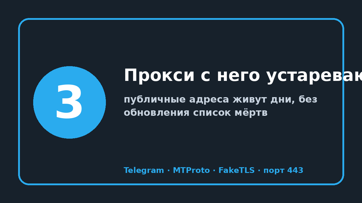 mtproto.ru: шаг 3 — Прокси с него устаревают